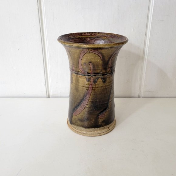 Handmade Other - Studio Pottery Large Brown Glazed Vase